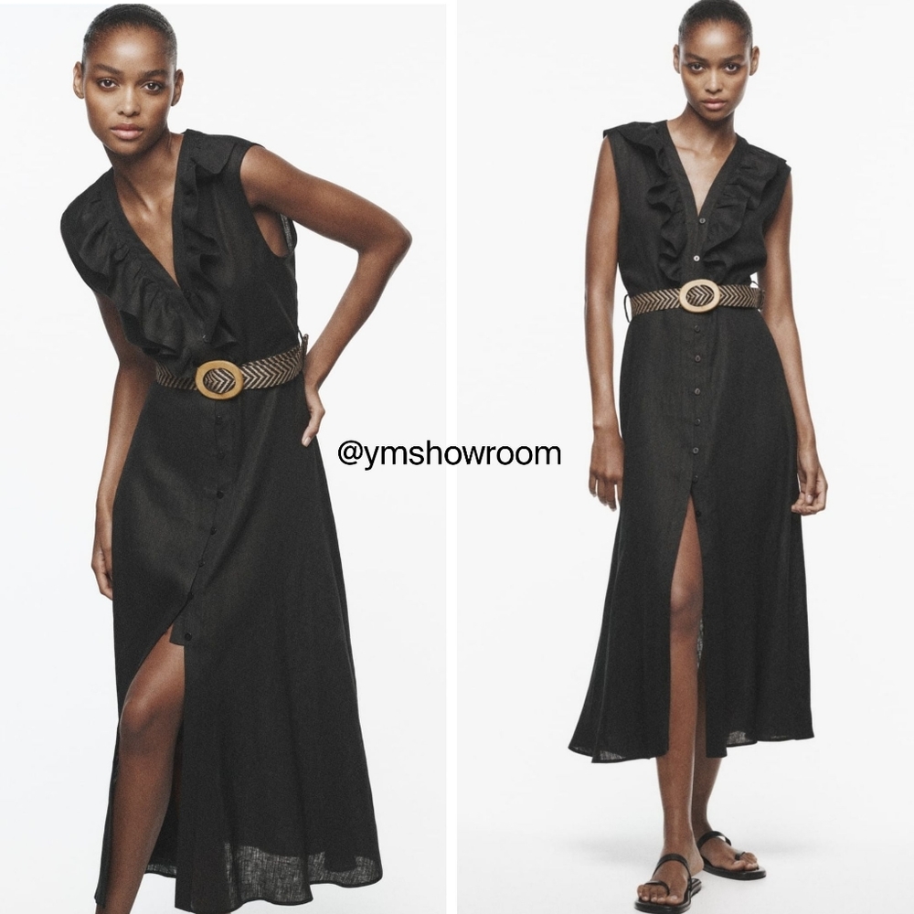 🔥Last 1🔥ZARA Belted linen dress